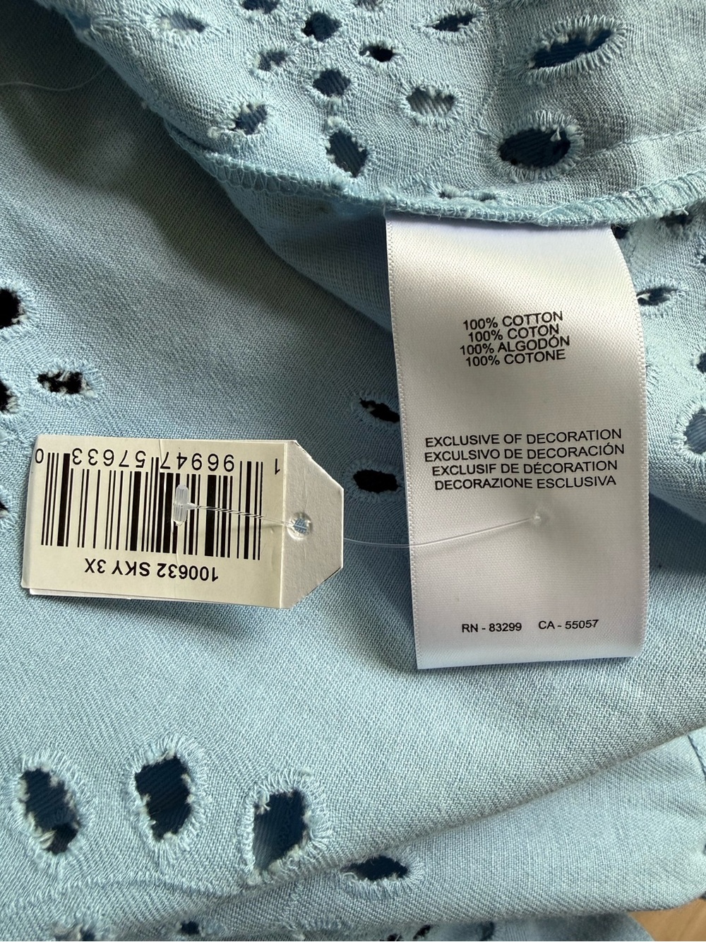 Light Blue Eyelet Button-Front Jacket - Picture 2 of 5